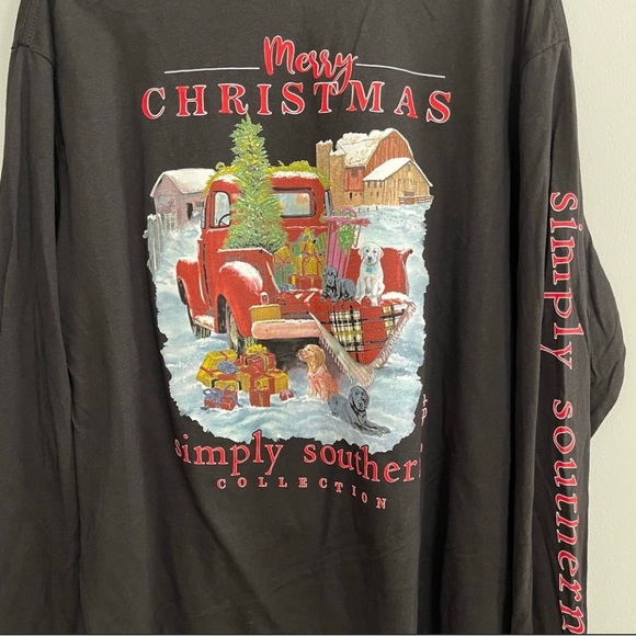 Simply Southern Merry Christmas Long Sleeve Shirt Dogs Medium - Picture 5 of 6